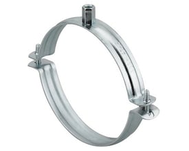 Fischer SaMontec FRSN rørbøjle til Ø25-28mm rør, el-galvaniseret stål med M8/M10 kombigevind.