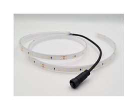 Tættere visning af den vandtætte LEDlife Sauna LED strip, der viser LED'erne og den gennemsigtige silikonebeklædning.