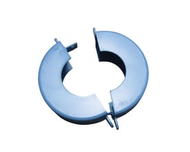 Blå plomberingsbøyle til vannmåler med åpent klikksystem og tapp, QN2,5, for tilkobling på 1" x 3/4".