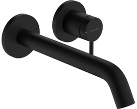 Hansgrohe Tecturis S etgrebs håndvaskarmatur til 2-huls indbygning med 22,5 cm mat sort tud og et rundt greb.