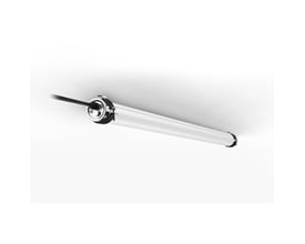 LEDlife Dura69 21W LED-armatur på 60 cm med hvitt lysrør, mørke endestykker og tilkoblingskabel.