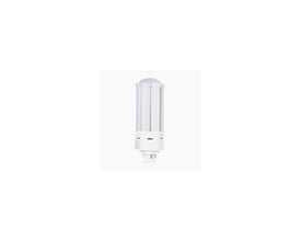 LEDlife GX24Q LED-pære på 15 W med G24-sokkel, matte vertikale rør og hvit sokkel sett forfra.