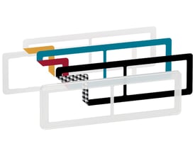 Lauritz Knudsen LK FUGA Choice designramme i transparent med 2x2 modul og 6 forskellige farvevalg til indsættelse.