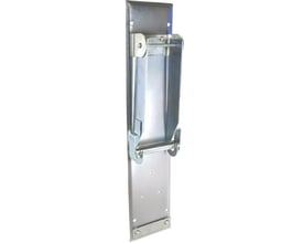 Tyrolit rulleholder i metal til 1 økonomirulle, måler 75x350mm, med monteringshuller og clips til rullen.