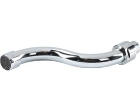 Børma S-tud i krom med 110 mm tudfremspring og indbygget 22 mm luftblander, vist isoleret på hvid baggrund.
