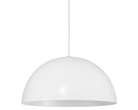 Hvid Nordlux Ellen pendel set forfra, med ren hvid baggrund og hvid ledning.