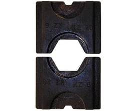 Elpress TB11-14,5 pressebakker til 50 mm² kobberforbindelser, viser sekskantformet presning og prægninger.