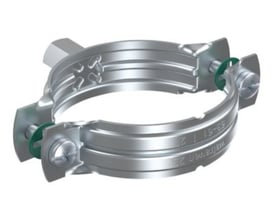 Detaljeret billede af Walraven 2S rørbøjle, der viser dens stærke elforzinkede konstruktion og justerbare pasform.