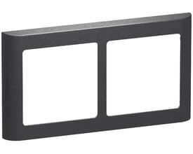 LK FUGA Soft 63 vandret designramme i koksgrå med to moduler og et diskret LK logo på højre side.