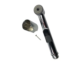K. Neerskov løs forkromet bidet håndbruser med stop, inklusive vægbeslag og skrue, præsenteret på hvid baggrund.