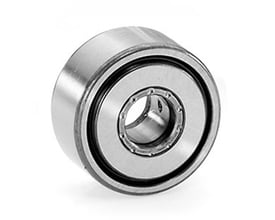 SKF NATR 20 støtterulle med buet yderbane (PPA), 20mm indvendig diameter og 47mm udvendig diameter, vist med en hvid baggrund.