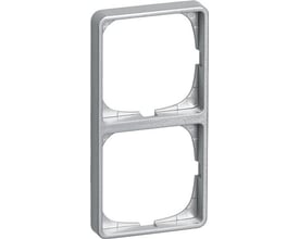 LK FUGA Baseline 50 ramme i stålmetallic, 2 modul bred, 1 modul høj, med plads til to 1-moduls indsatser.