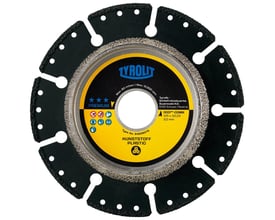 Tyrolit PREMIUM skære- og affasningsskive DCCI-COMBI, 125x3x22,23 mm, til kunststofrør med diamantbelagt affaser og galvaniseret skærekant.