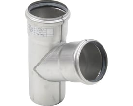 Blücher EuroPipe rustfri (AISI 304) grenrør 68° med synlig mærkat, der angiver model og produktionsår.