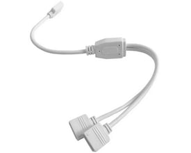 Hvit RGB+WW-kabelsplitter med én inngang og to utganger til LED-belysning, 60 cm, for 12/24 V.