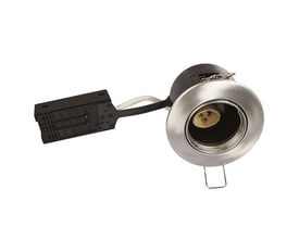 Scan Products Alda indbygningsspot i børstet aluminium med GU10 fatning og ledningsaflastning.