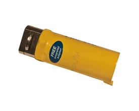 PRO-FIT HM hulsav med adaptor i gul, 35 mm diameter, med klistermærke der viser "FREE Integrated Adapter".