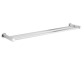 Damixa Silhouet dobbelt håndklædestang i krom med en bredde på 800 mm og en dybde på 141 mm, monteret på en hvid baggrund.