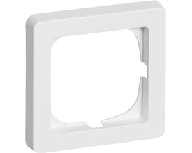 LK FUGA Baseline 63 ramme i hvid plast, 1 modul bred og 1 modul høj, vist forfra med en let afrundet kant.