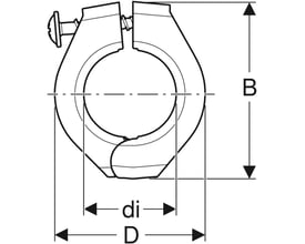 Teknisk tegning af Geberit FlowFit fixpunkt Ø32 mm, viser mål og konstruktion.