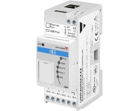 Carlo Gavazzi UWP40RSEXXXSE gateway og controller med synlige porte og LED-indikatorer.
