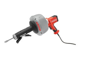 Ridgid afløbsrensemaskine K45 med 2-vejs AUTOFEED, klar til brug på afløb fra 20 til 75 mm.