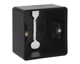 Niko Hydro underlag til 1-modul enheder, sort, med 2 membranindgange og IP55 kapslingsklasse.