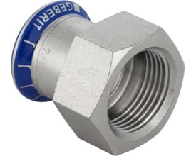 Geberit Mapress rustfrit overgangsstykke, 28 mm pres til 1¼" Rp gevindmuffe, fremstillet af syrefast stål.