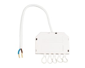 Scan Products 350mA fordelerboks til LED-lys, med hvidt kabel og tilslutningsender.