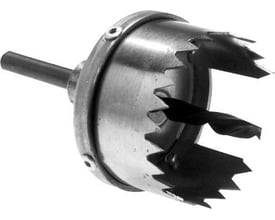 Buus hulsav med 78 mm diameter og integreret centerbor, fremstillet i metal til træ, gips og plastik.