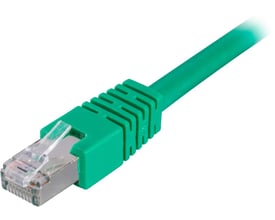 DELTACO F/UTP Cat6 patchkabel i grøn farve, med et RJ45 stik og 3 meters længde, vist på hvid baggrund.