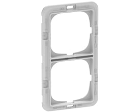 LK FUGA teknisk monteringsramme til 2 modul i grå, med standard overflade og markeret monteringsplads.