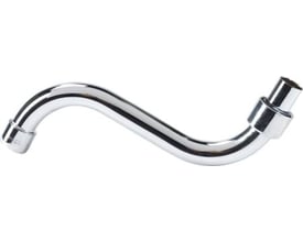 Børma S-tud i krom, 150 mm lang med G3/4" omløber og 22 mm luftblander, vist isoleret.