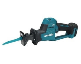 Makita 18V kulfri bajonetsav med bøjlegreb, viser savblad og ergonomisk design med teal og sorte detaljer.