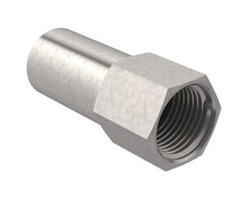 Geberit Mapress rustfrit indstiksovergangsstykke med 1/2" muffe og glat indstik i rustfrit stål.