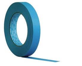 3M Blå malertape 3434, 36mm x 50m, vist på hvid baggrund med en løs ende af tapen.