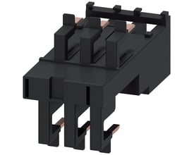 Siemens linkmodul med fjederklemmer til 3RV2.21 og 3RT2.2 S0, viser elektrisk og mekanisk forbindelse.