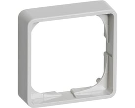 LK FUGA Baseline 50 forhøjet ramme i lysegrå plast, 1 modul bred med 14 mm dybde, vist frontalt.