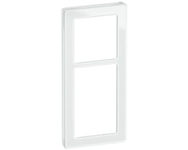 LK FUGA Pure designramme i hvid glas med to moduler, 2½ modul bredde og halogenfri.