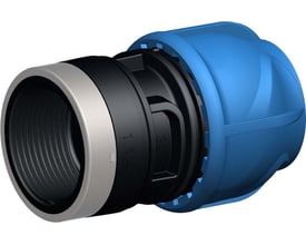 Georg Fischer iJOINT plastfitting med kompressionskobling og 2" indvendigt gevind, 63mm x 2" i polypropylen.