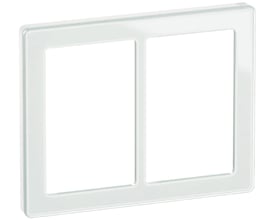 Lauritz Knudsen LK FUGA Pure vandret dobbelt designramme i hvidt glas, 2x1½ modul, med en tynd kant.