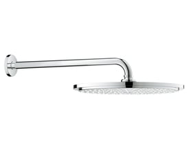 Grohe Cosmopolitan hovedbruser med 380 mm brusearm i blank krom, med en Ø 310 mm Rain stråleplade med mange små huller.