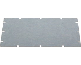 Fibox MNX MIV150 monteringsplade i aluzink, mål 148 x 98 mm, med udskæringer til montering.