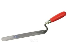 Eskimo understrygeske på 30x195 mm med specialhærdet stålske og rødt bøgetræshåndtag, isoleret på hvid baggrund.