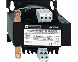 Schneider Electric Phaseo ABL6 transformer med 250 VA effekt, 400/230 V AC indgang og 24 V AC udgang.