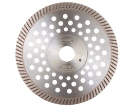 Diewe 'Turbo' diamantklinge Ø150 mm med centerhul Ø22,2 mm og 2,3 mm tykkelse, viser kølehuller og diamantsegment langs kanten.