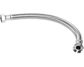 Aqua Danmark tilkoblingsslange til bløtgjøringsanlegg, 1 tomme og 500 mm, buet med metalltilkoblinger i begge ender.