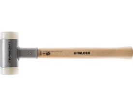Halder SUPERCRAFT dødslagshammer 40mm med skaft af lakeret træ og udskiftelige nylonindsatser, vist på hvid baggrund.