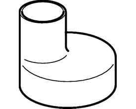 Skematisk tegning af Geberit excentrisk reduktion, 125x75mm sort PEH, viser den excentriske form.