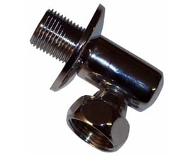 CMA Armatur vinkelforskruning med afspærring til 3/4" tilslutning i blank forkromet metal, vist på hvid baggrund.